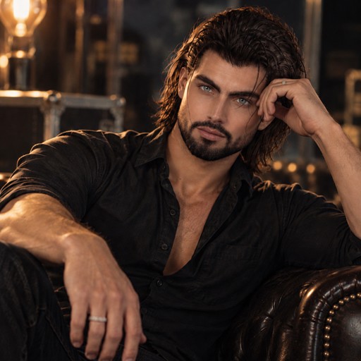 West Habercom in a relaxed black shirt, seated in a warmly lit room